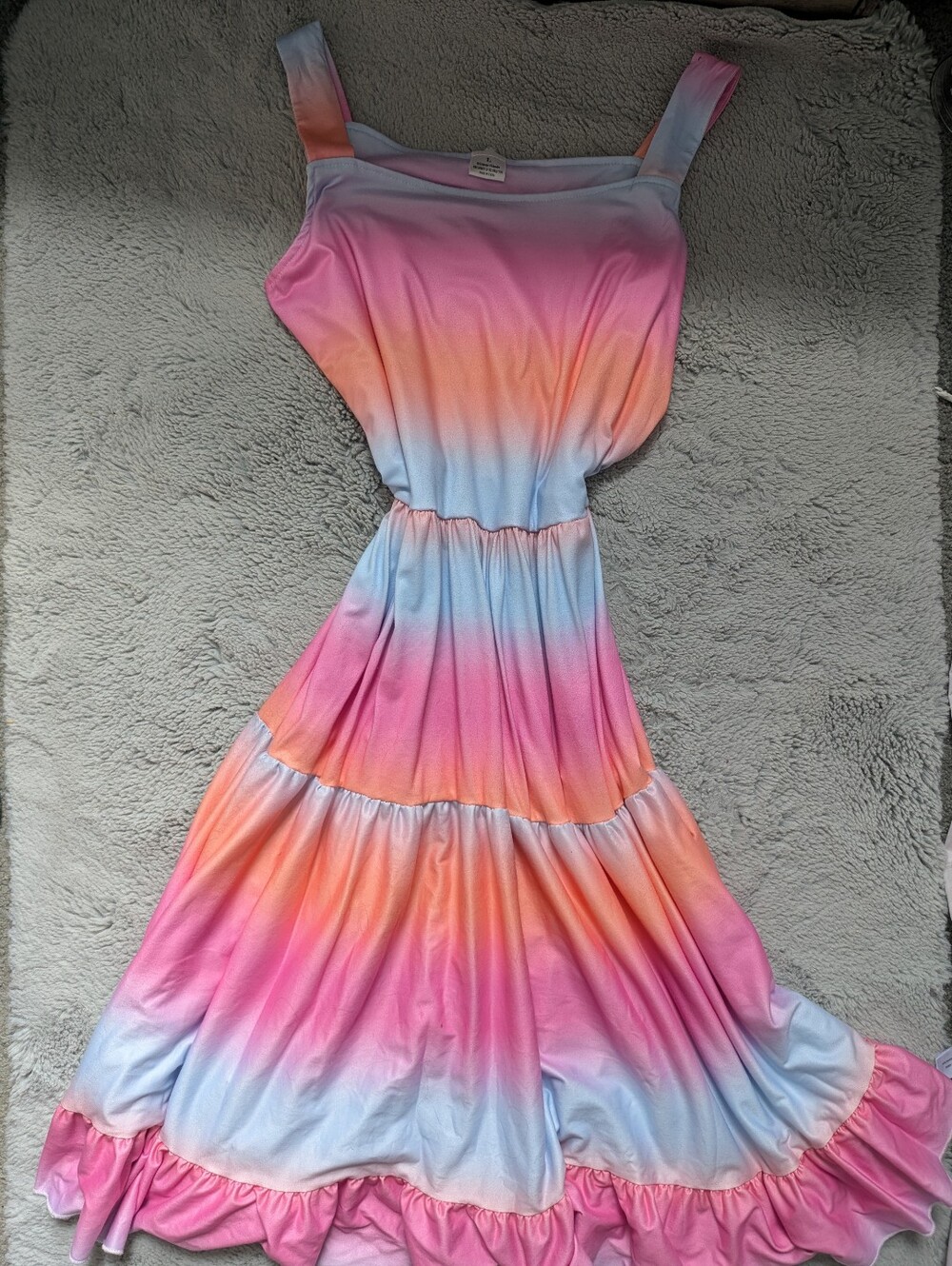 Sunset Ombre Tiered Midi Dress Sundress | Large